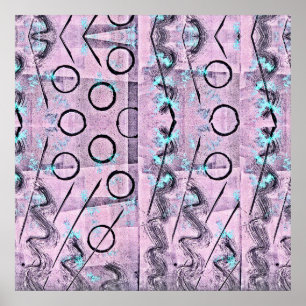 Póster Resumen rosa, turquesa y negro