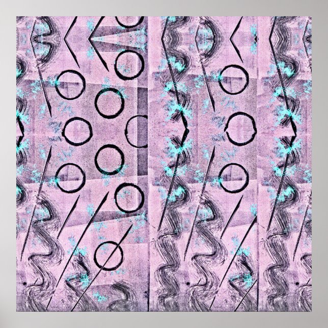 Póster Resumen rosa, turquesa y negro (Frente)