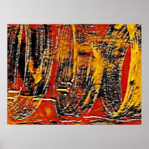 Póster Resumen Rueda de círculo retro rojo negro