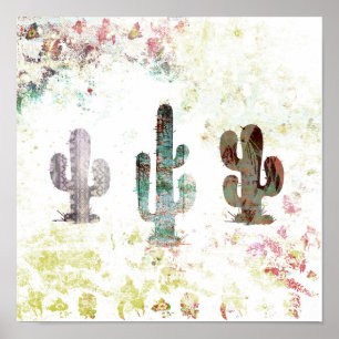 Póster Resumen Rústico Pastel Grunge Cactus