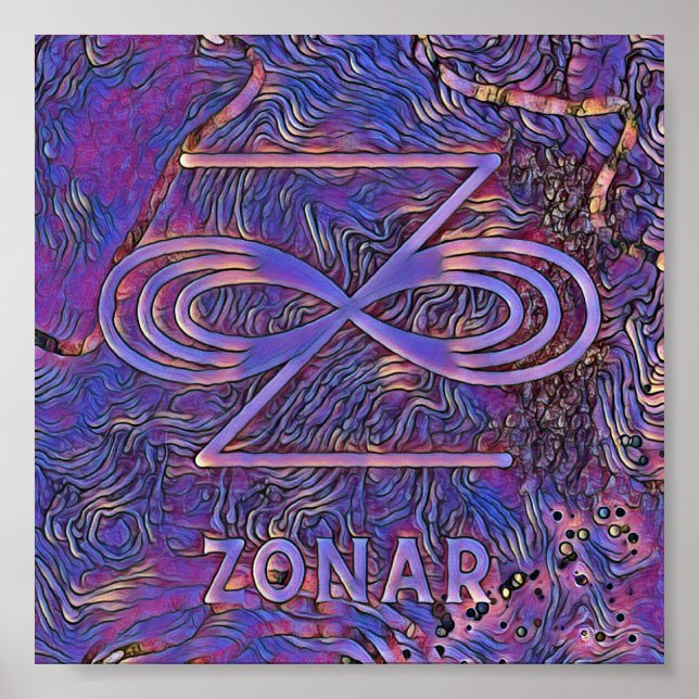 Póster Resumen Símbolo Karuna Reiki púrpura zonar (Frente)