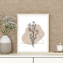 Póster Resumen Simple Hoja Floral Estilo Boho Mínimo