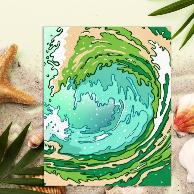 Póster Resumen Swirl Turquoise Green Ocean Wave Art (Subido por el creador)