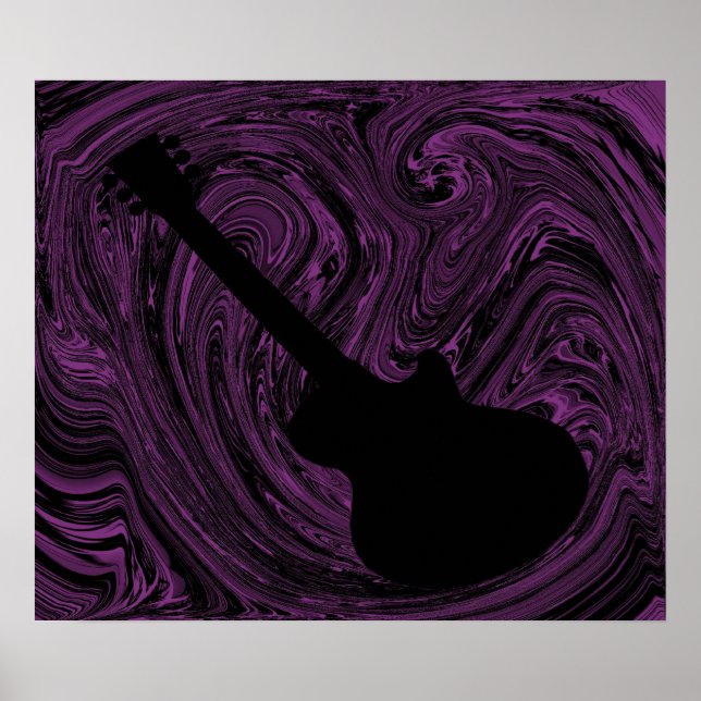 Póster Resumen Swirls Guitarra Poster, Púrpura (Frente)