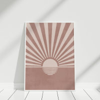 Resumen Terracotta Sunset Beach Wall Art Poster