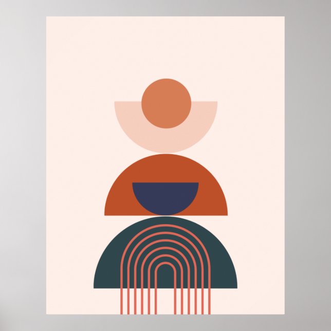 Póster Resumen Tono de la Tierra Tono Azul Arco Geométric (Frente)