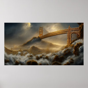 Póster Resumen tormenta paisajística en el puente Golden