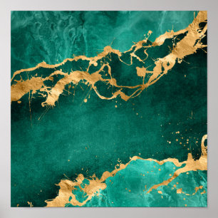 Póster Resumen verde esmeralda y oro