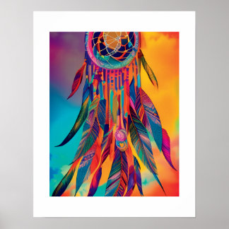 Póster Resumen Vibrant Dreamcatcher Wall art