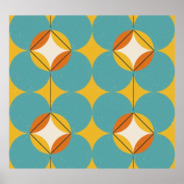 Póster Resumen Vintage, Patrón Escandinavo Geométrico. (Frente)