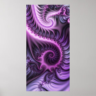 Póster Resumen Vivid Guay Pink Purple Fractal Art Spiral