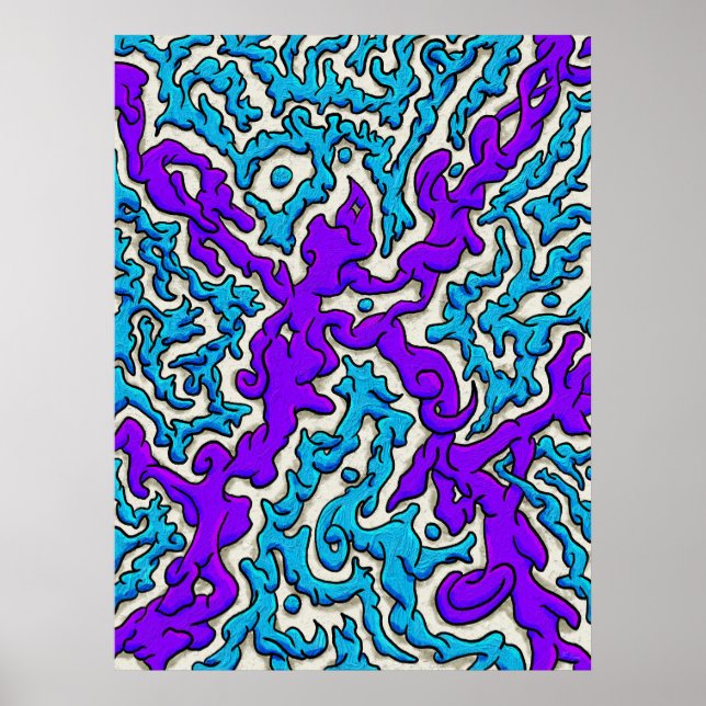 Póster Resumen vivo de cruces en azul y púrpura (Frente)