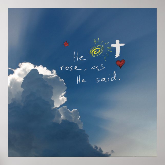 Póster Resurrección De Pascua Se Levanta Rosa Jesús (Frente)