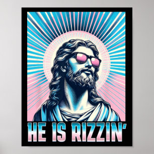 Póster Resurrección Divertida Pascua Rizz Solteros Él Es