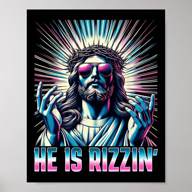 Póster Resurrección Graciosa Pascua Rizz Es Rizzin Jesús (Frente)