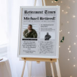 Póster Retirada de periódico Poster de espuma de veterina<br><div class="desc">Crea un cartel de bienvenida para tu fiesta de retiro militar,  policial,  bombero o de respondedores primarios. Edite con los detalles de su jubilado. Agrega un mensaje especial de tu familia. Enumera tus logros profesionales. Mostrar sobre una caballete.</div>