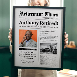 Póster Retirement Times Newspaper Poster for Framed Gift
