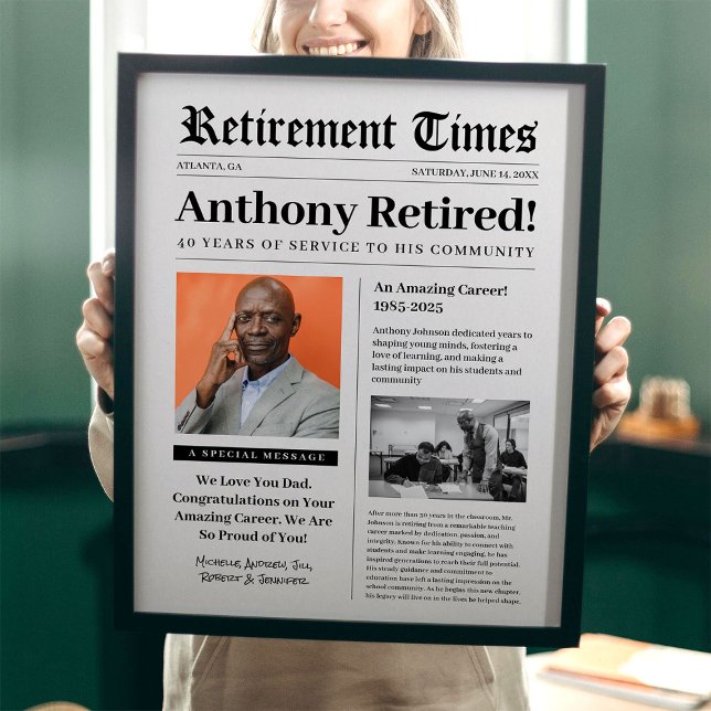 Póster Retirement Times Newspaper Poster for Framed Gift (Subido por el creador)
