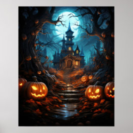 Póster Retiro de brujas en Halloween forestal