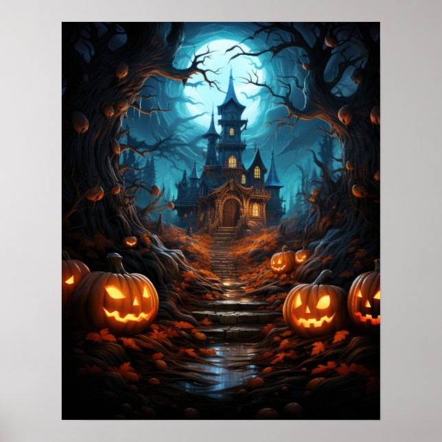 Póster Retiro de brujas en Halloween forestal (Frente)