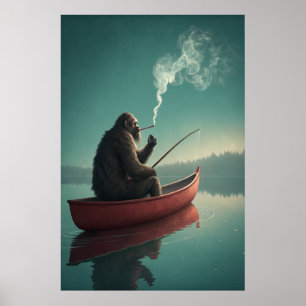 Póster Retiro de pesca Serene de Bigfoot: Lago místico