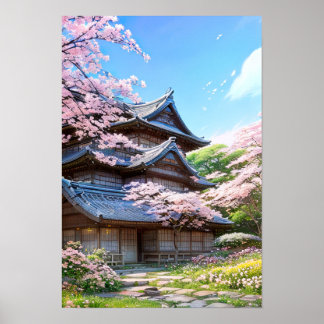 Póster Retiro de Sakura, casa rural tradicional