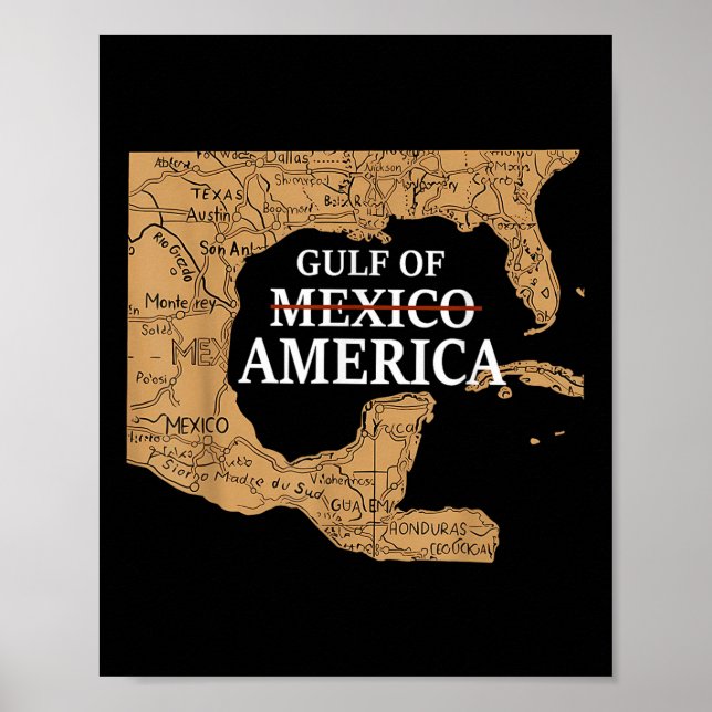 Póster Retiro Del Mapa Del Golfo De Los Estados Unidos De (Frente)
