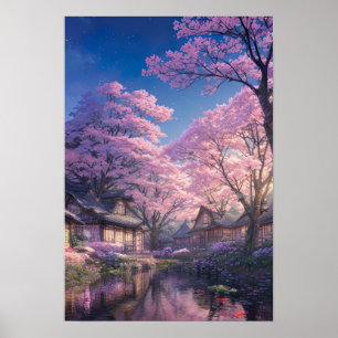 Póster Retiro del pueblo Cherry Blossom