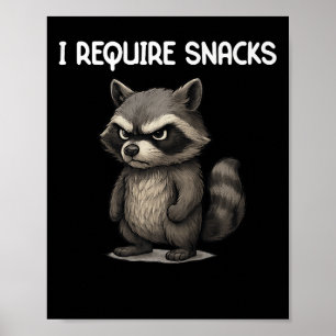 Póster Reto aperitivos Graciosos Raccoon Meme Snack Lover