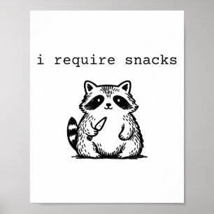 Póster Reto Snacks Raccoon Gracioso Angry Trash Panda M
