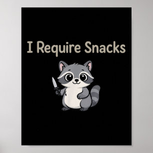 Póster Reto Snacks Raccoon, Meme Cute Feral Racoon