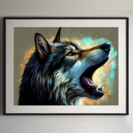 Póster Retorno de Lobo de dibujo de pasto duro