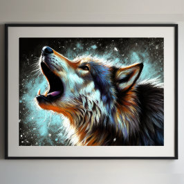 Póster Retorno de Lobo de dibujo de pasto duro
