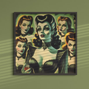 Póster Retr Gothic Witch Chicas