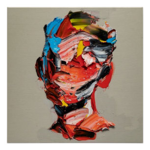 Póster retrato, abstracción, acuarela, arte