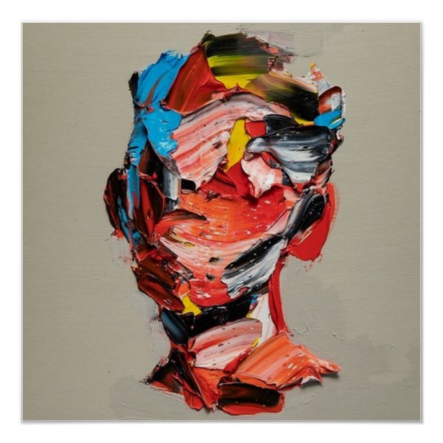 Póster retrato, abstracción, acuarela, arte (Anverso)