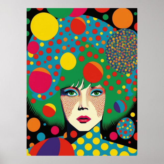Póster Retrato abstracto con polkadots (Frente)