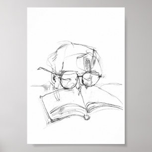 Póster Retrato abstracto de los lectores de libros
