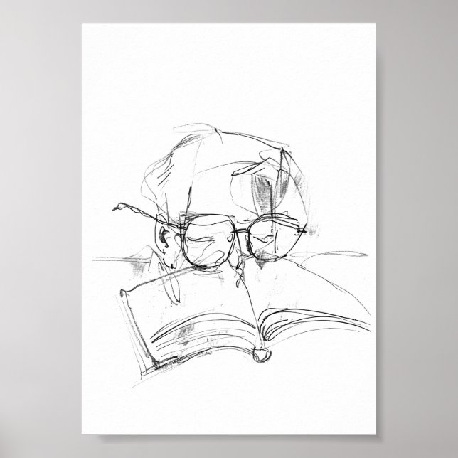 Póster Retrato abstracto de los lectores de libros (Frente)