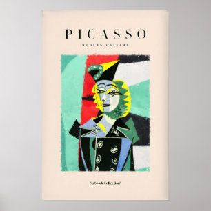 Póster Retrato abstracto de mujer con chaqueta negra de P