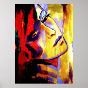 Póster Retrato abstracto de una mujer pintando - pinturas