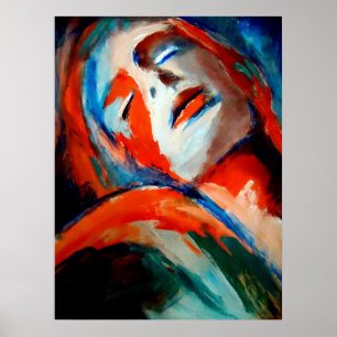 Póster Retrato abstracto de una mujer pintando - pinturas