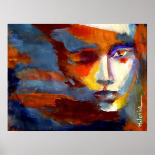 Póster Retrato abstracto de una pintura de la mujer - el