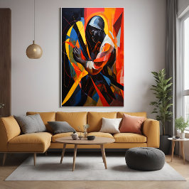 Póster Retrato abstracto en colores vivos Arte moderno