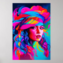 Póster Retrato abstracto vibrante
