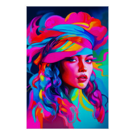 Póster Retrato abstracto vibrante
