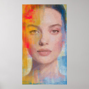 Póster Retrato abstracto vibrante con impasto