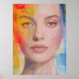 Póster Retrato abstracto vibrante con impasto