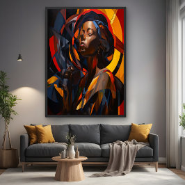 Póster Retrato abstracto y afrocéntrico vibrante