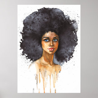 Póster Retrato acuarela de mujer africana